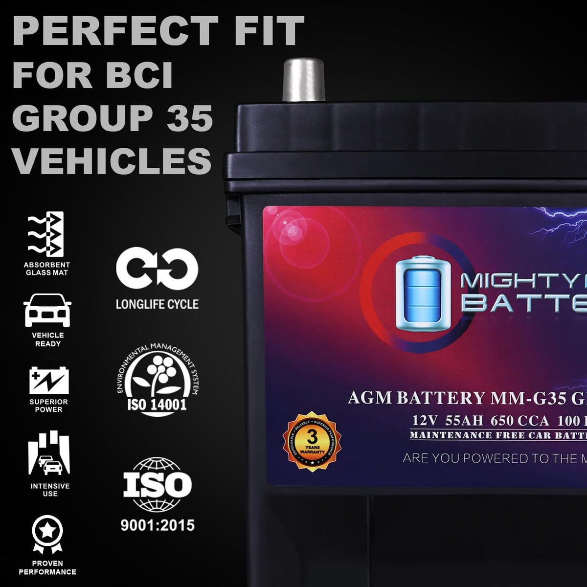 12V 55Ah AGM Replacement Battery E11268