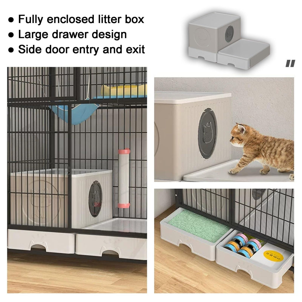 White 4 Tier Cat Cage with Litter Box S72366