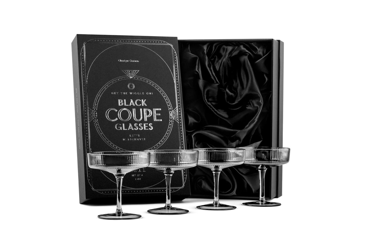 Smoke Black Coupe Glasses Set of 4 G361
