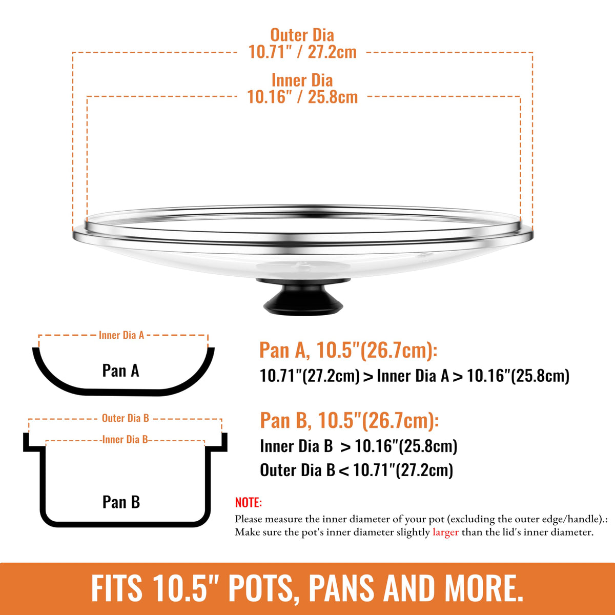 Tempered Glass Pot and Pan Lid 10.5 Inch Q747