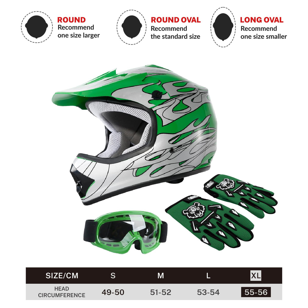 Youth Kids Motocross Helmet with Goggles and Gloves N528