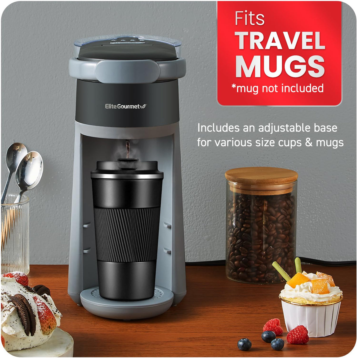 2-in-1 Capsule Coffee Maker, K-Cup & Grounds, Black J4457