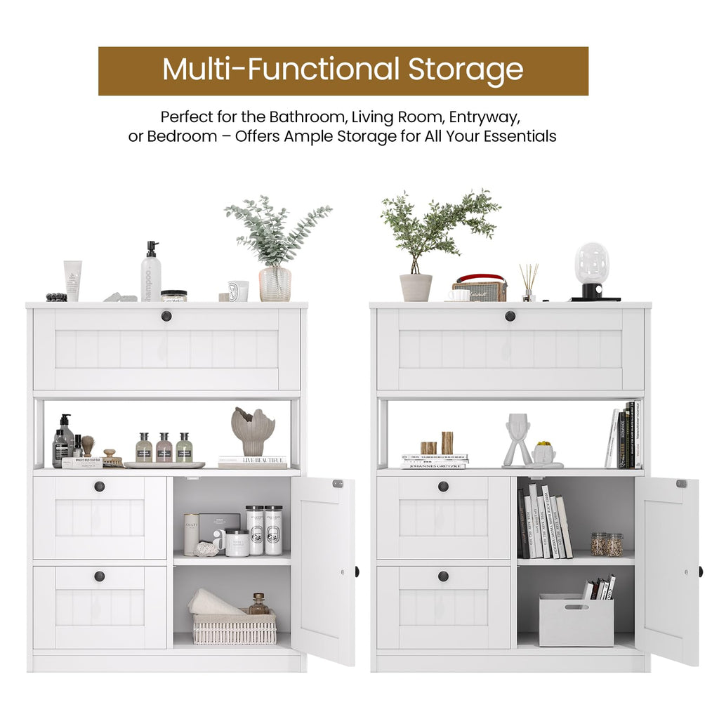 Bathroom Floor Storage Cabinet with 1 Door and 3 Drawers Z547127