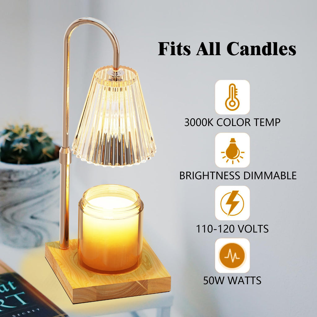 Candle Warmer Lamp with 2 Bulbs, Dimmable, Timer, Adjustable Height T3694