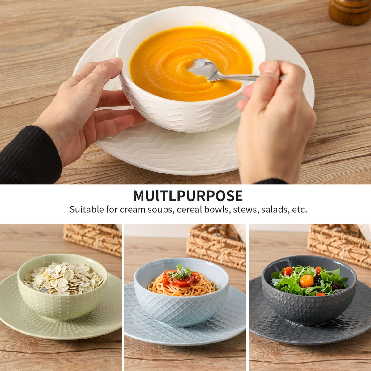 Ceramic Cereal Bowls Set of 4 H74083
