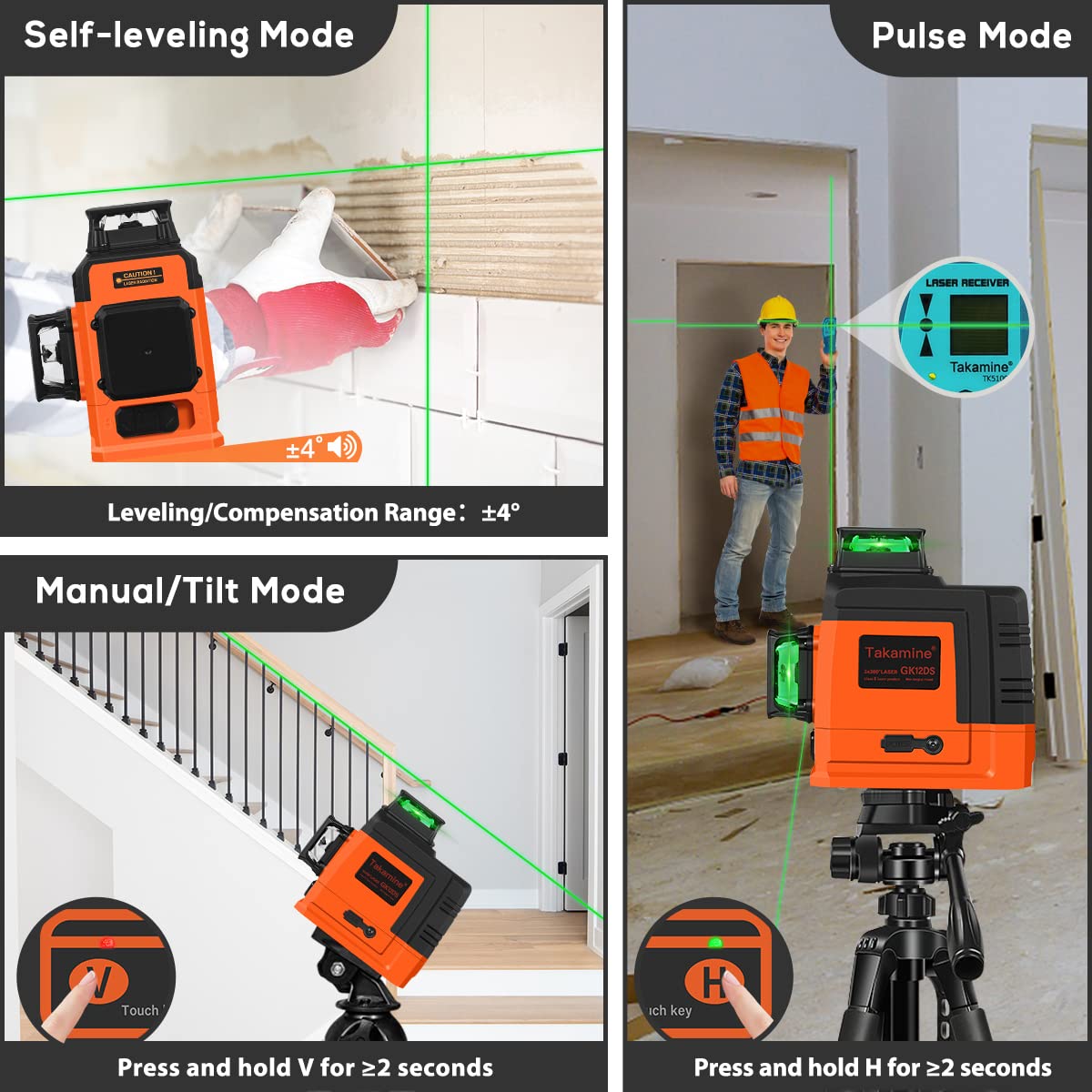 Self Leveling 3D Green Laser Level V3038