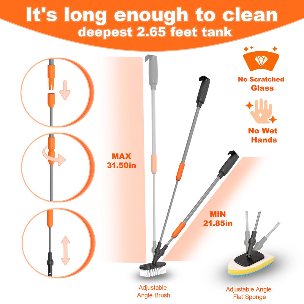 7-in-1 Aquarium Cleaning Tool with Telescopic Handle A302