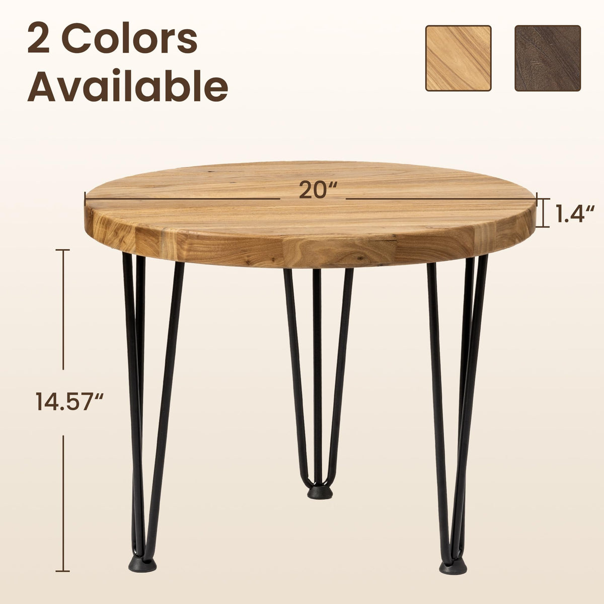 Round Elm Wood Nesting Coffee Table with Metal Legs N502