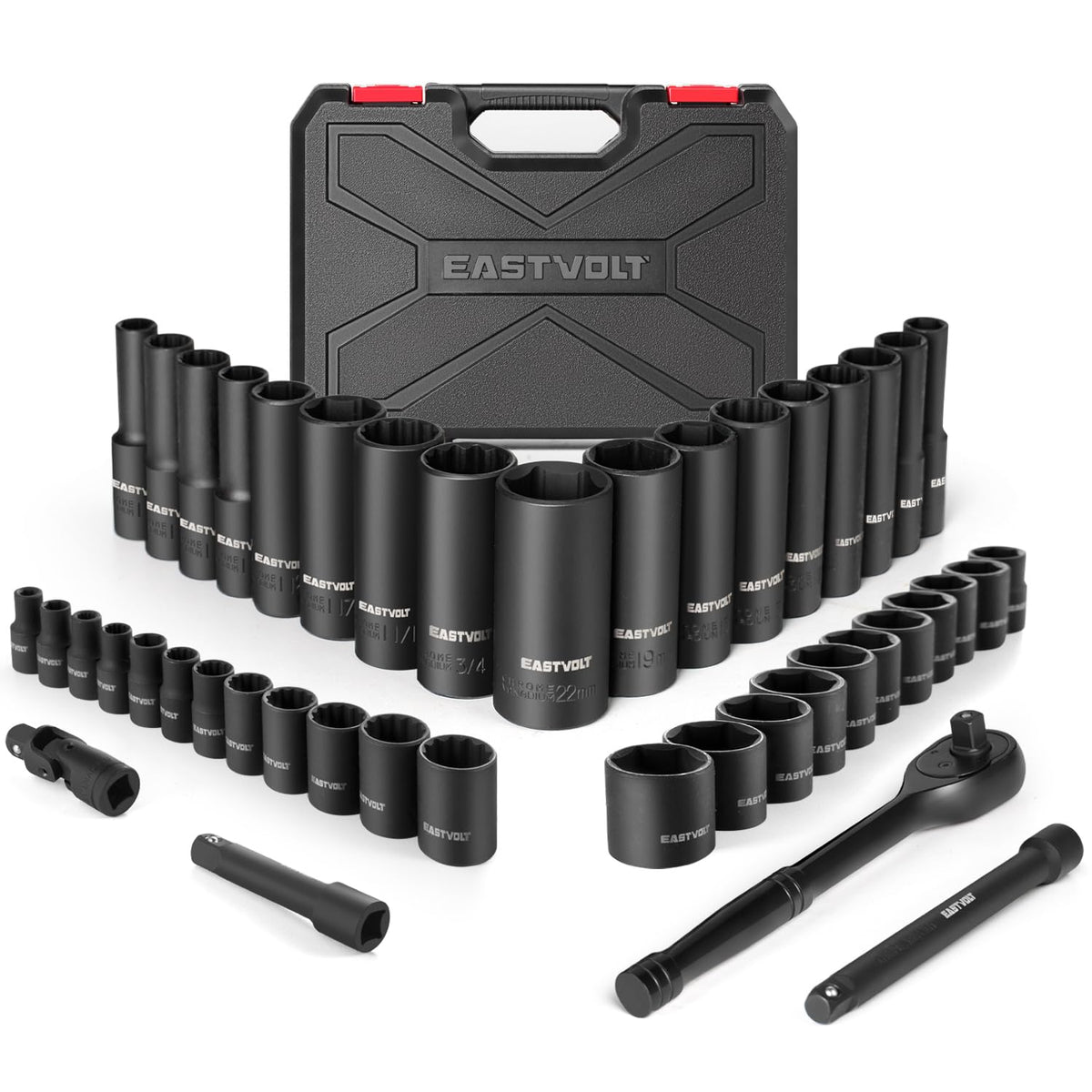 46 Pieces Drive Socket Ratchet Wrench Set with Storage Case M972367