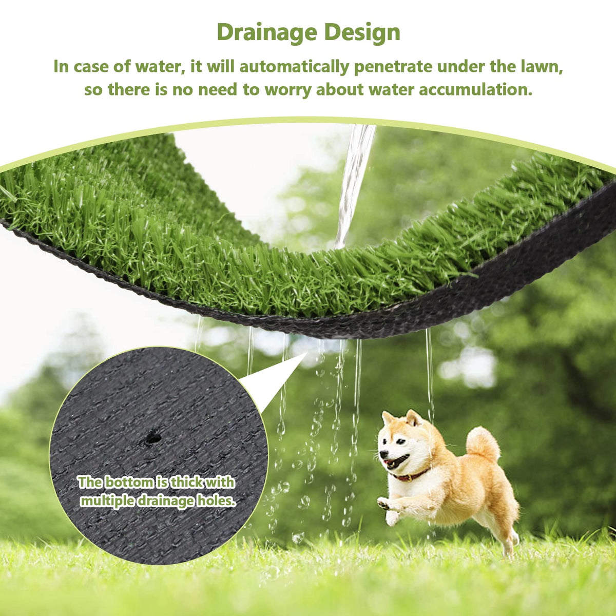 43.3 x 29.5 Inches Washable Artificial Grass Rug O991444