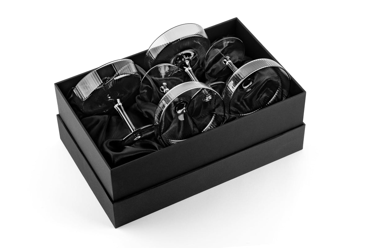 Smoke Black Coupe Glasses Set of 4 G361
