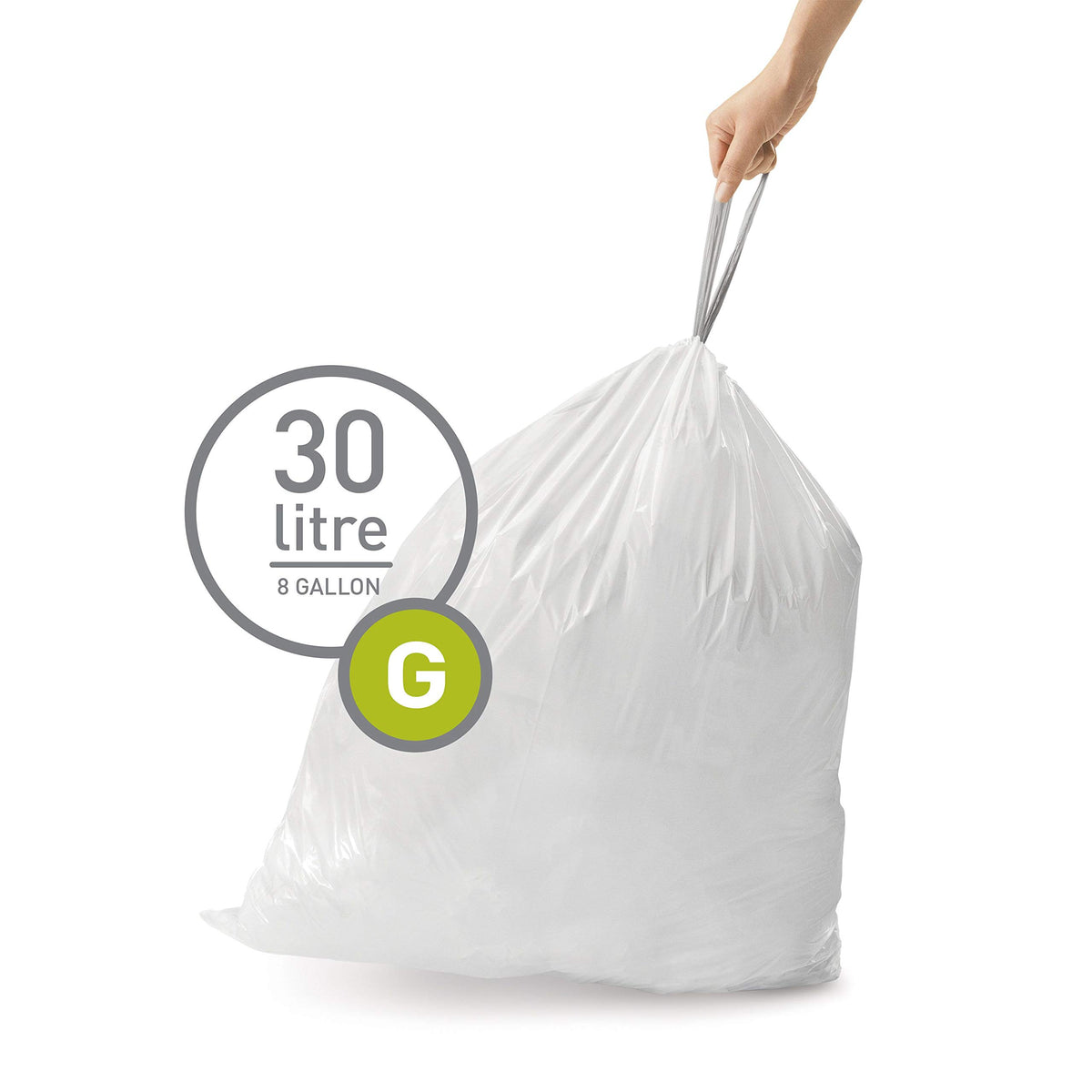 White Drawstring Trash Bags, 100 Count N9041