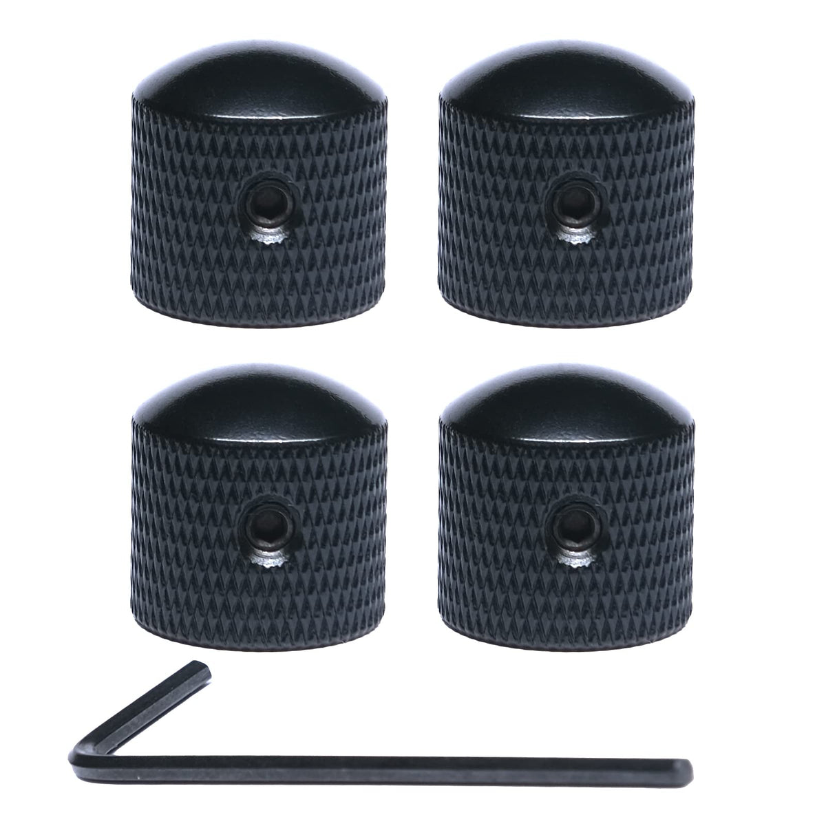 4 Pcs Metal Dome Tone Guitar Control Knobs with Allen Keys Screws Set Black E1523