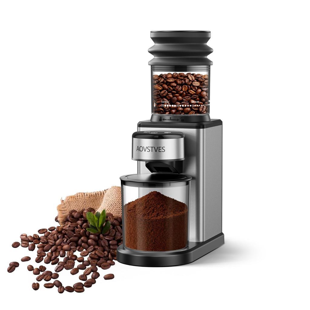 Electric Coffee Grinder with 25 Grinding Settings and 60-Second Timer D7981