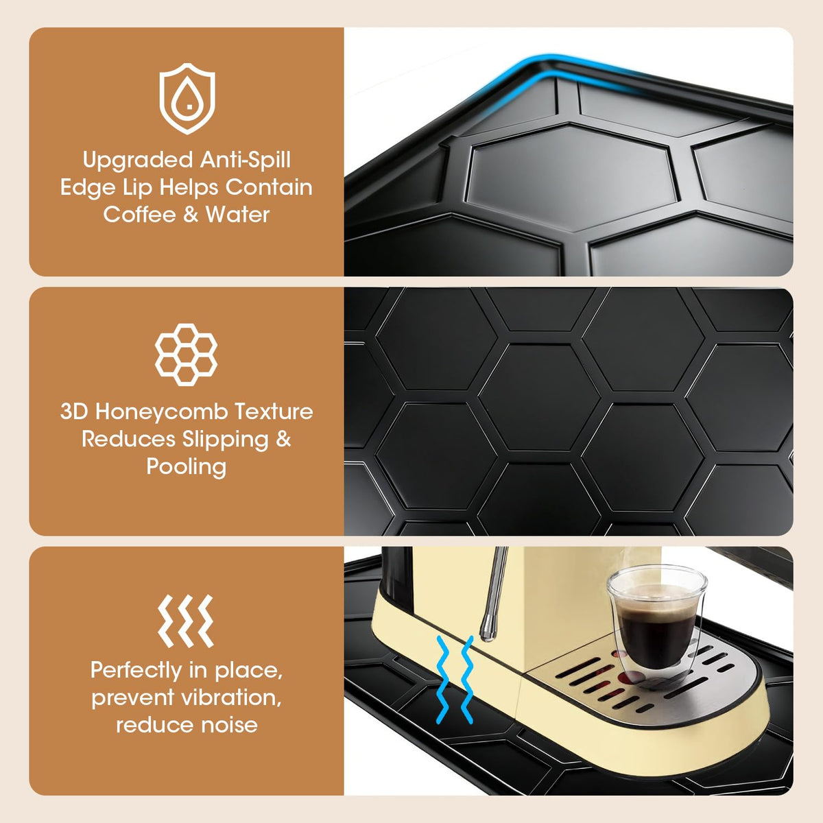 Silicone Coffee Mat 16.1"x8.1" Black C900451