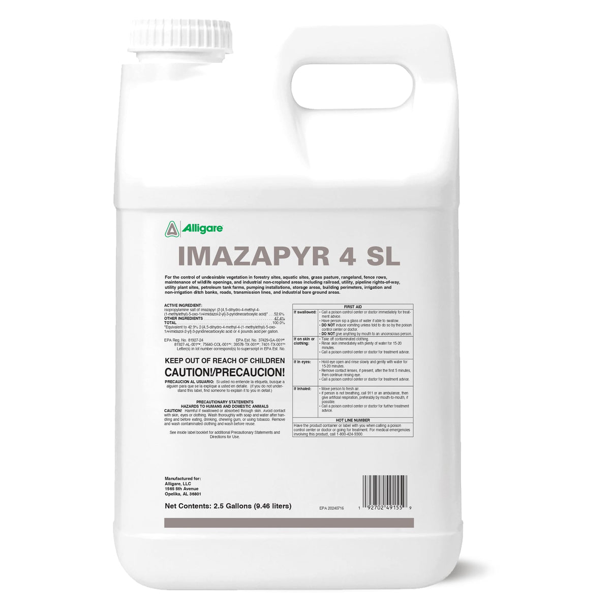 Imazapyr 4 SL Herbicide 2.5 Gallon Liquid Weed Killer F18128