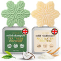 Tea Tree Clarifying Shampoo Bar & Rice Water Protein Conditioner Bar Set 2 pack I96331