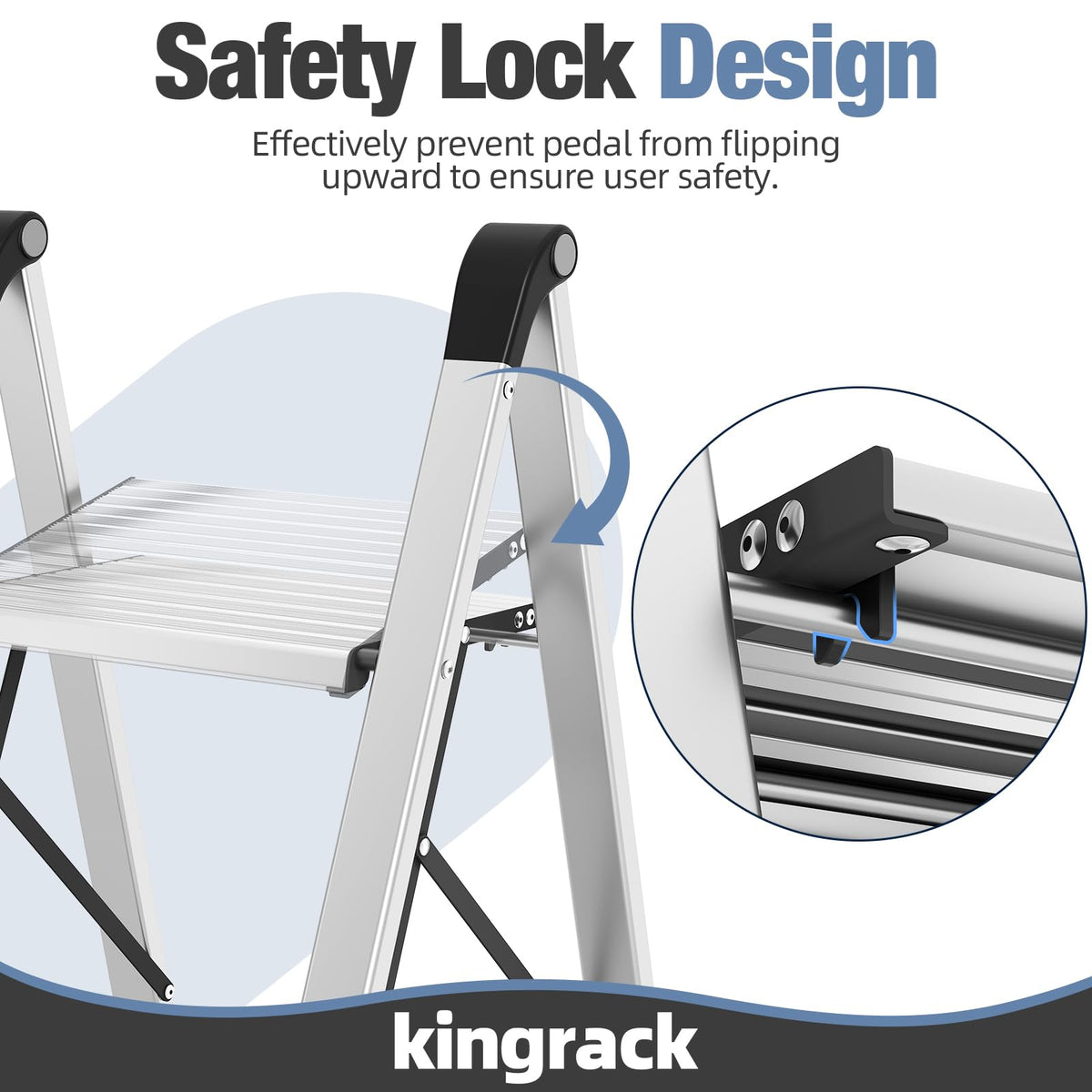 2 Step Aluminum Foldable Step Ladders 330lb Silver M551