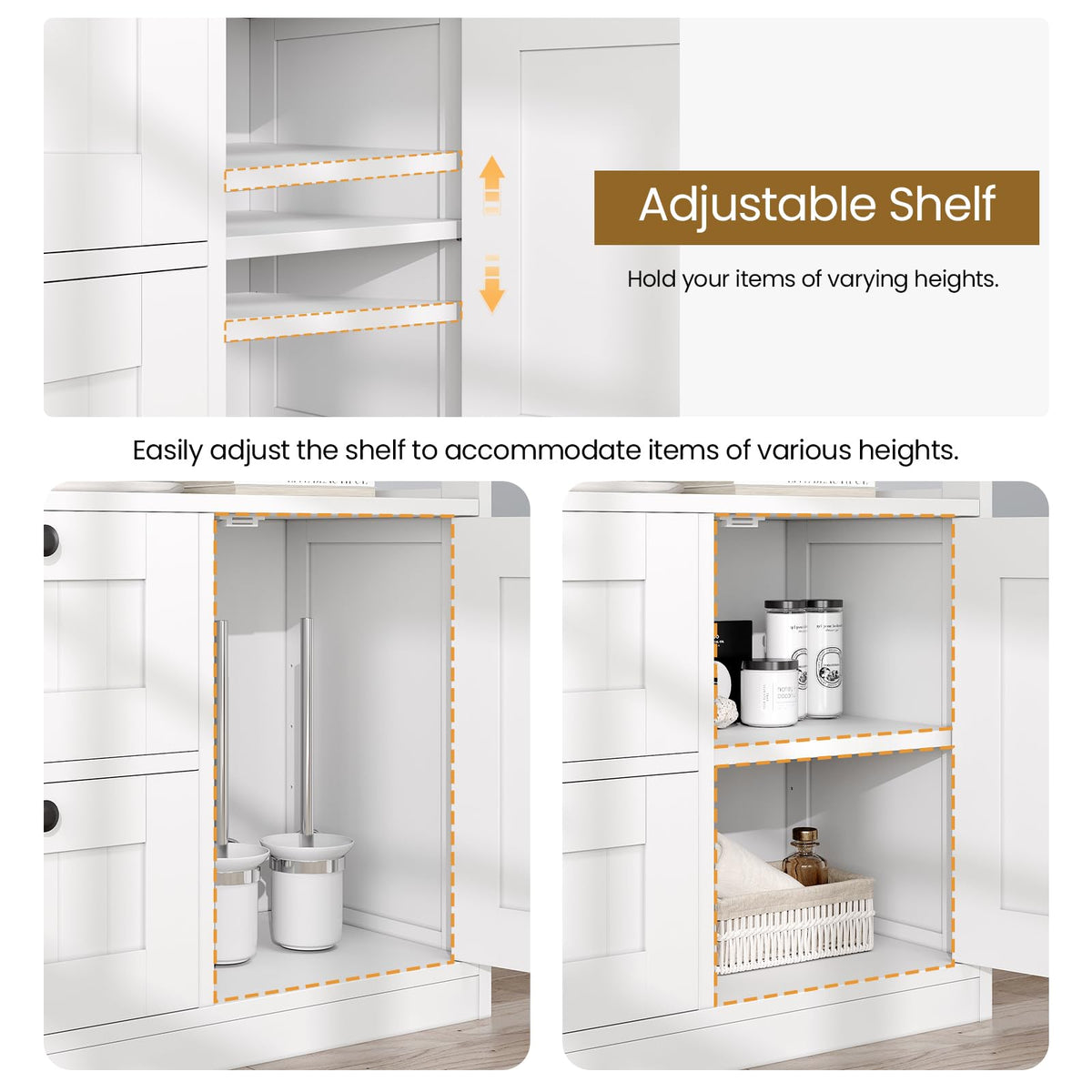 Bathroom Floor Storage Cabinet with 1 Door and 3 Drawers Z547127