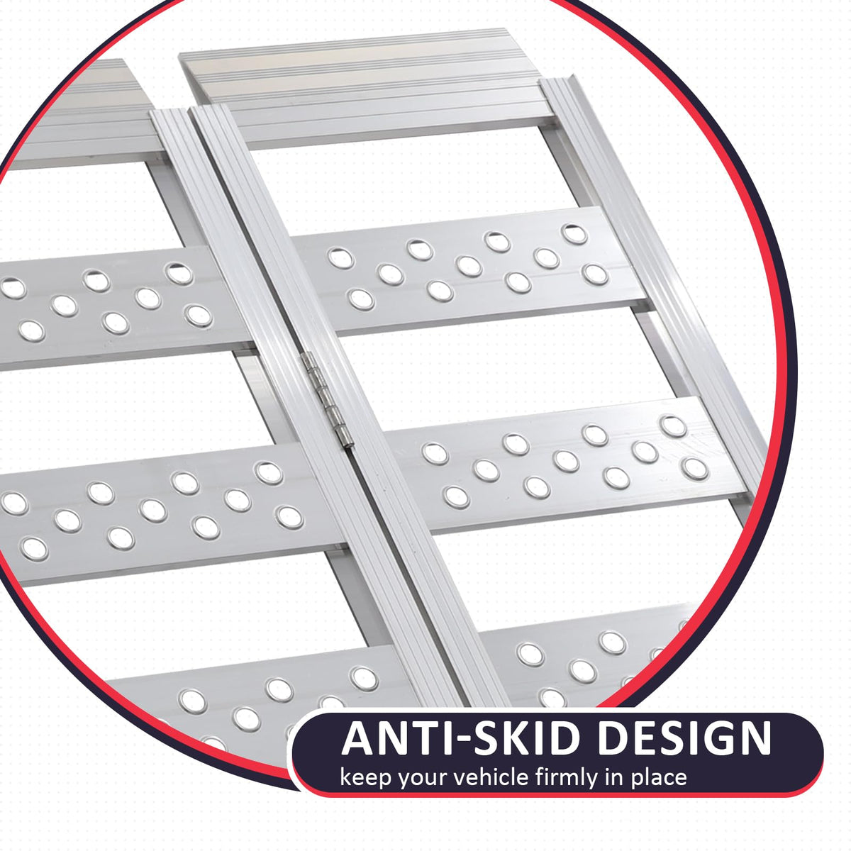 Full Width Aluminum Tri-Fold Loading Ramps with Treads V2766