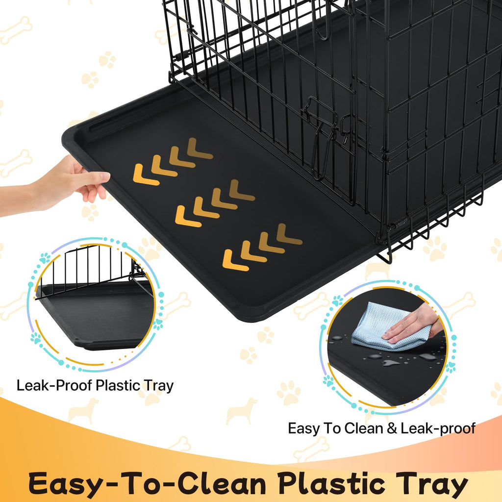 48 Inch Folding Metal Wire Dog Crate with Divider Panel & Removable Tray Y513
