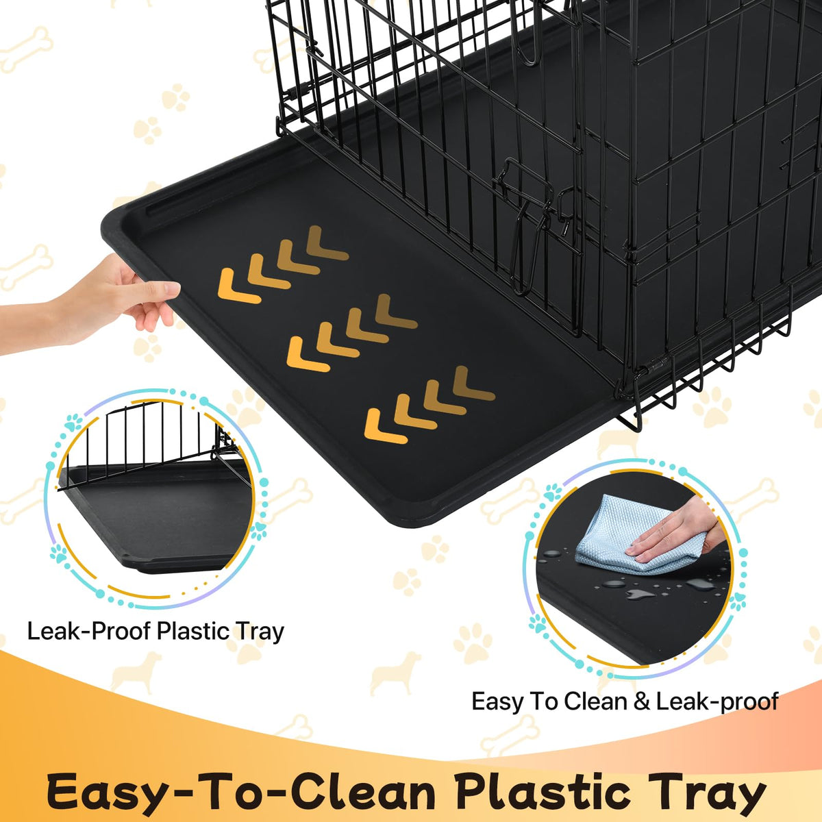48 Inch Folding Metal Wire Dog Crate with Divider Panel & Removable Tray Y513
