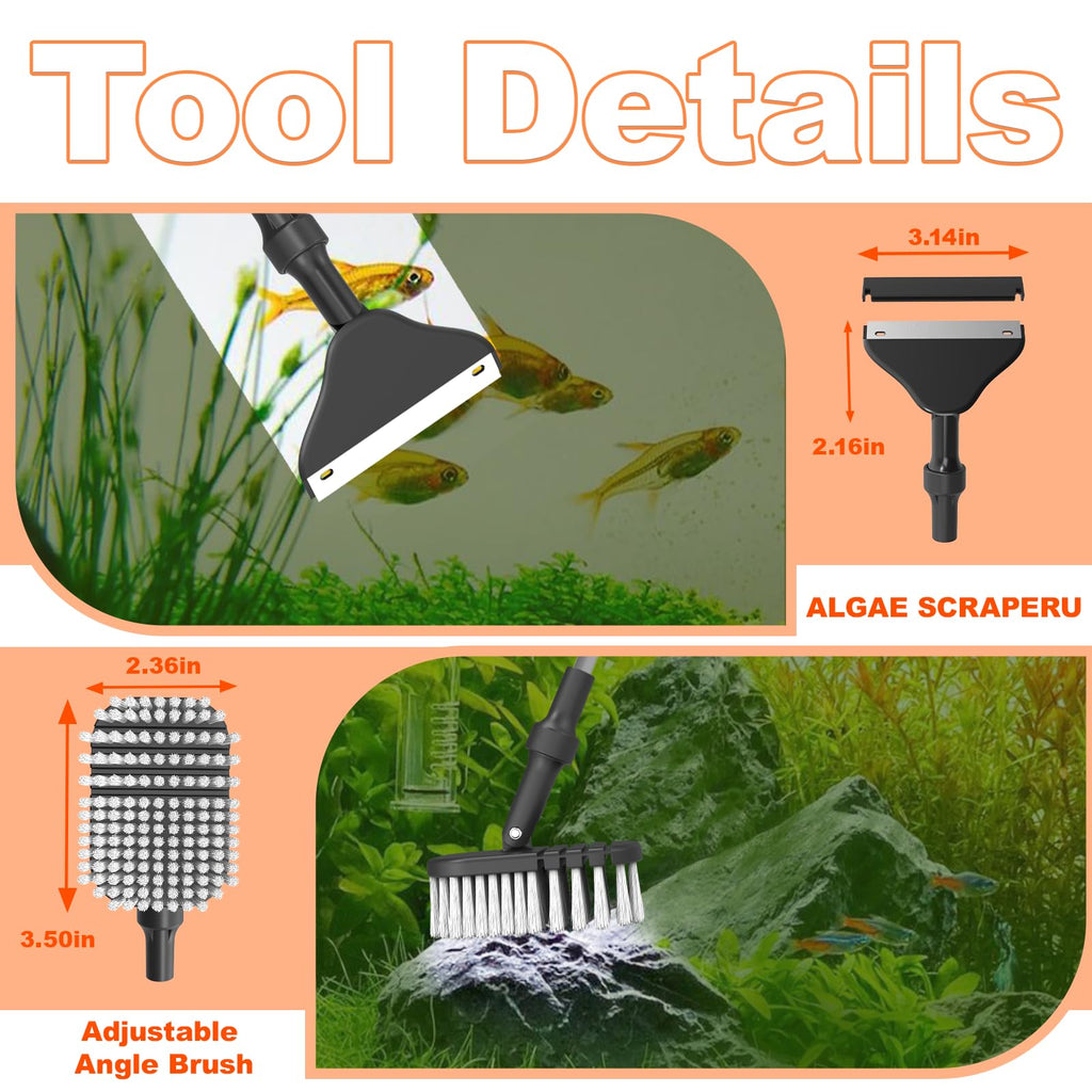7-in-1 Aquarium Cleaning Tool with Telescopic Handle A302