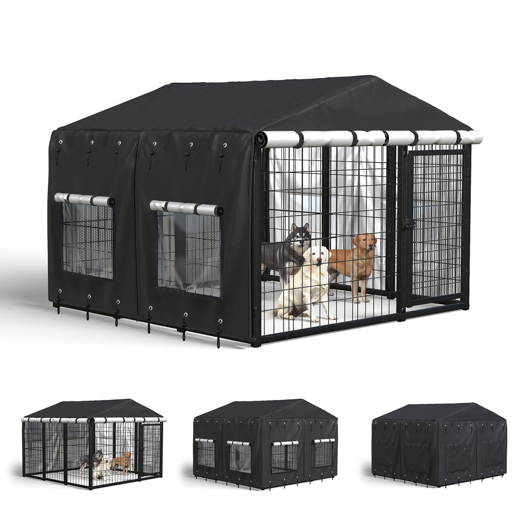 Waterproof Dog Kennel Cover with Transparent Window Q70821