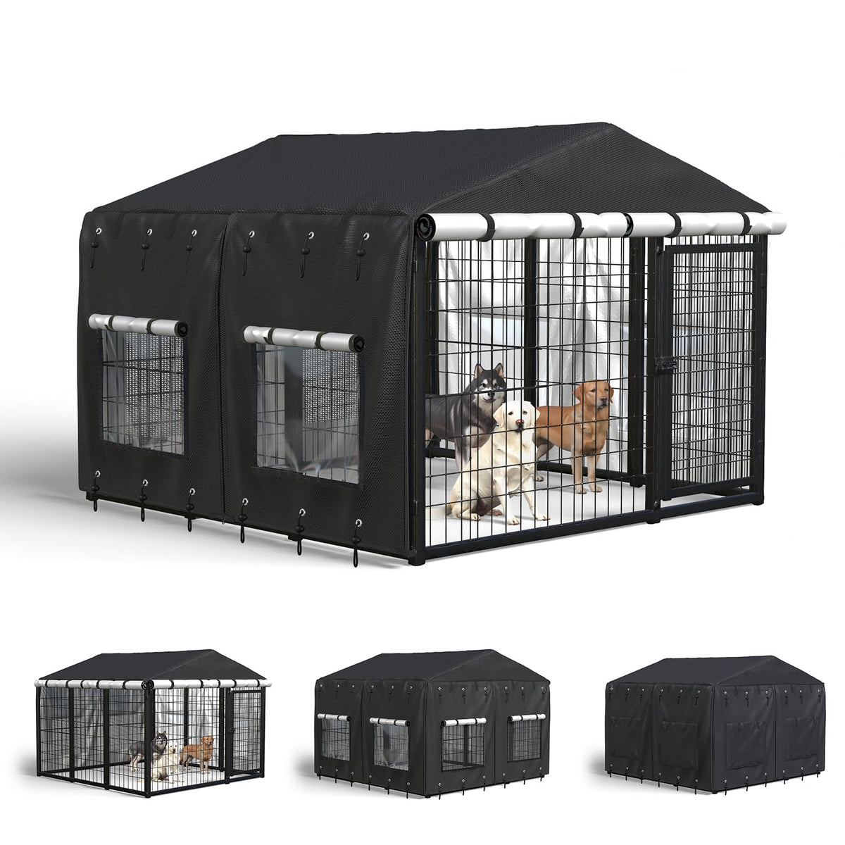 Waterproof Dog Kennel Cover with Transparent Window Q70821