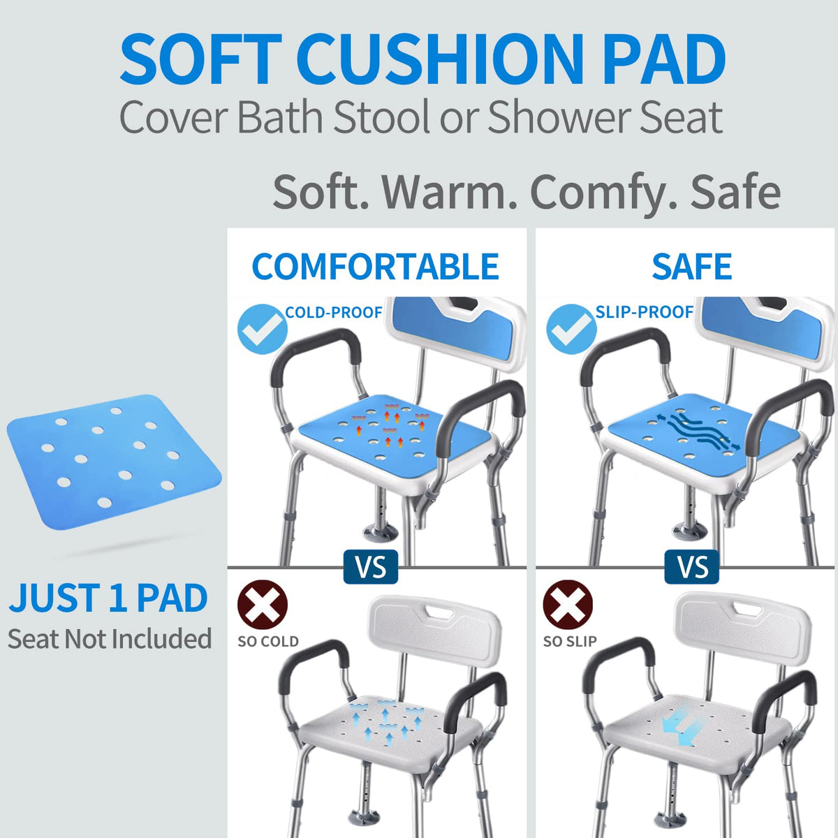 Waterproof Non Slip Soft Foam Shower Bench Cushion U9151