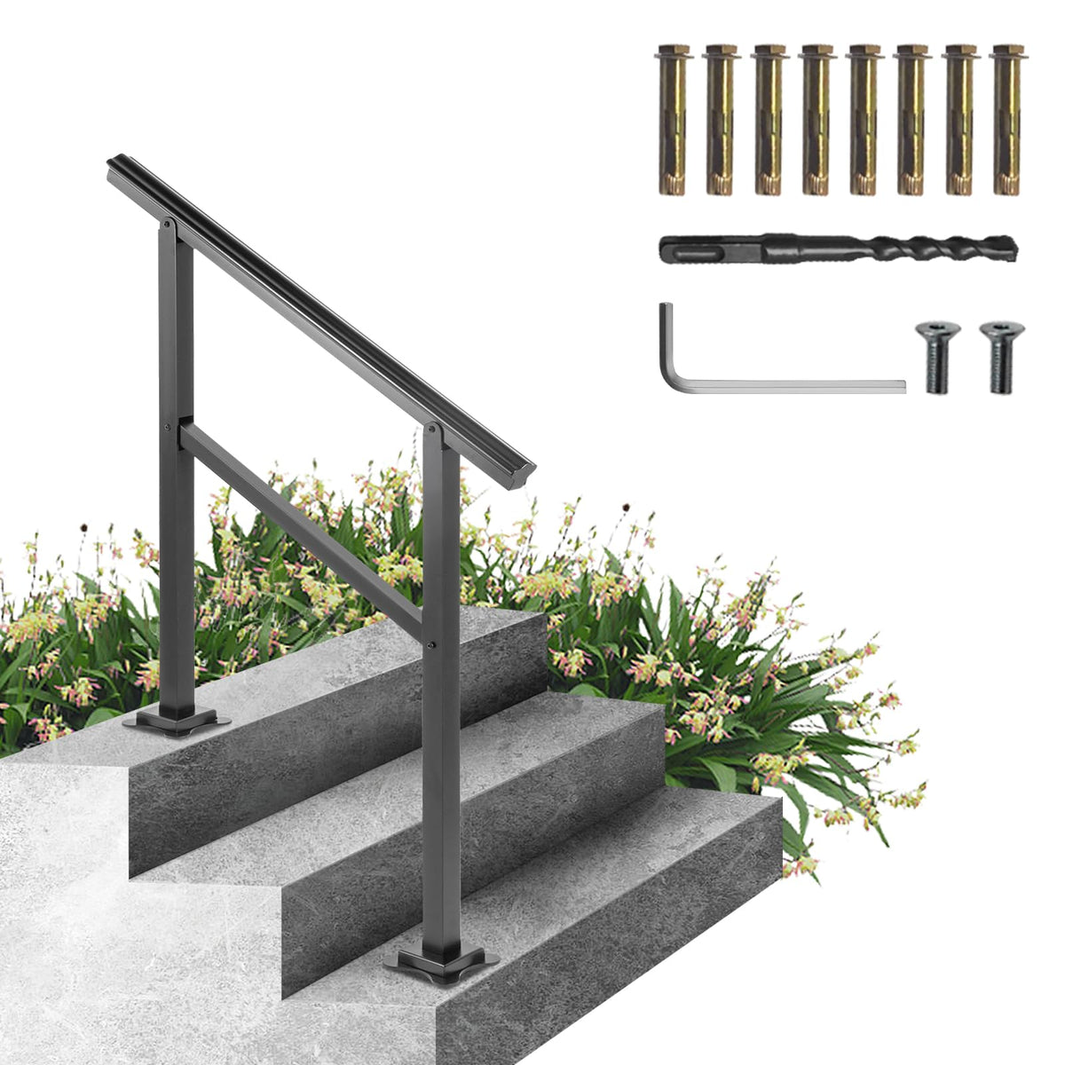 Aluminum Outdoor Stair Handrail 36 x 35 for 2-3 Steps L571