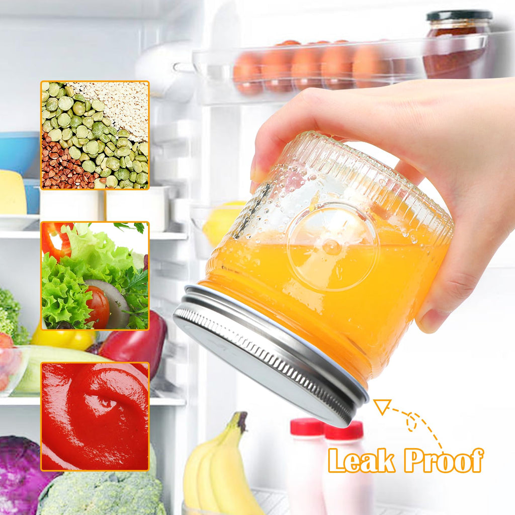 16 oz 12 Pack Wide Mouth Glass Jars with Lids H27217