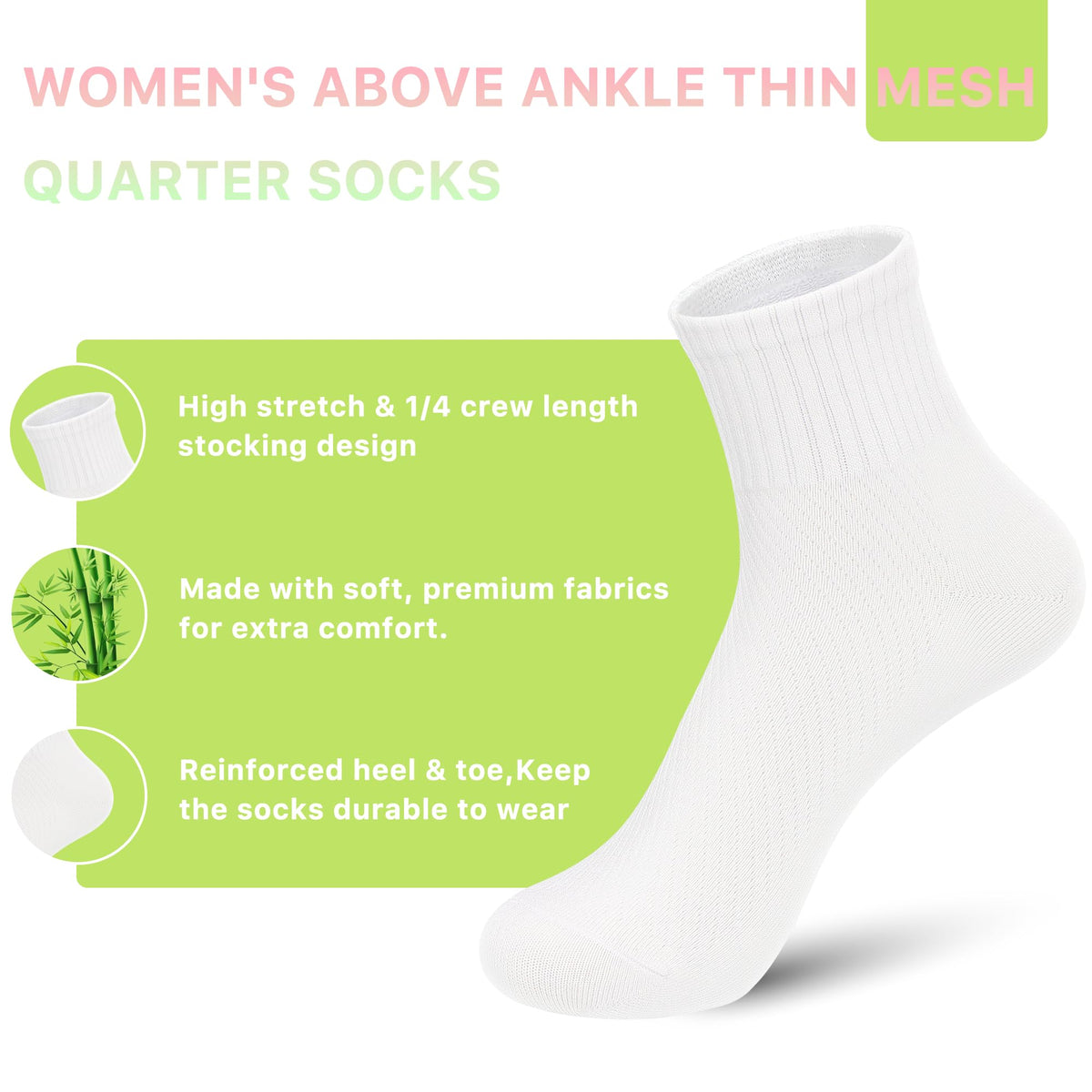 Bamboo Viscose Above Ankle Thin Socks 5 Pairs Q291