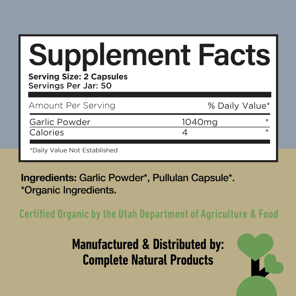 Organic Garlic Capsules 520mg J200714