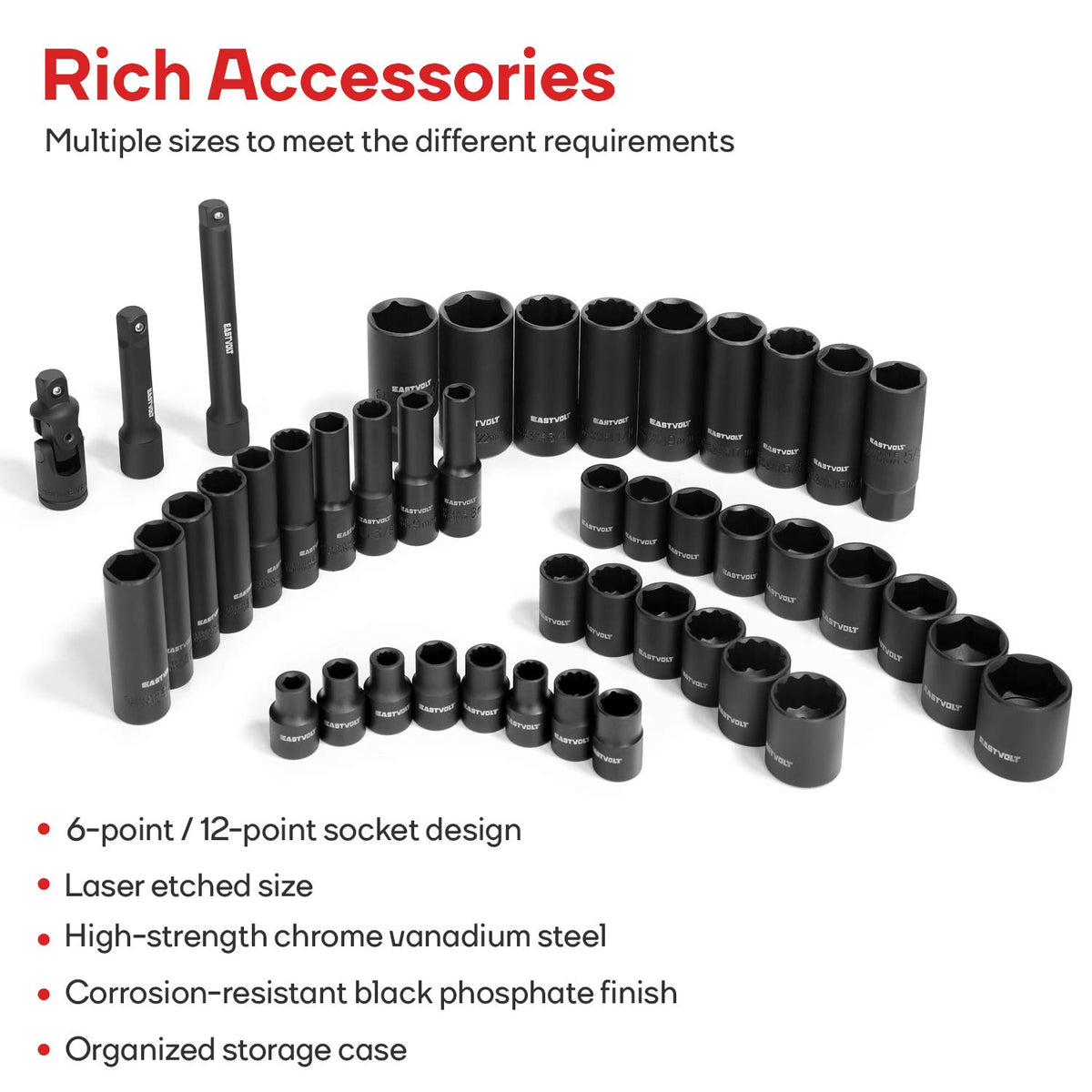 46 Pieces Drive Socket Ratchet Wrench Set with Storage Case M972367