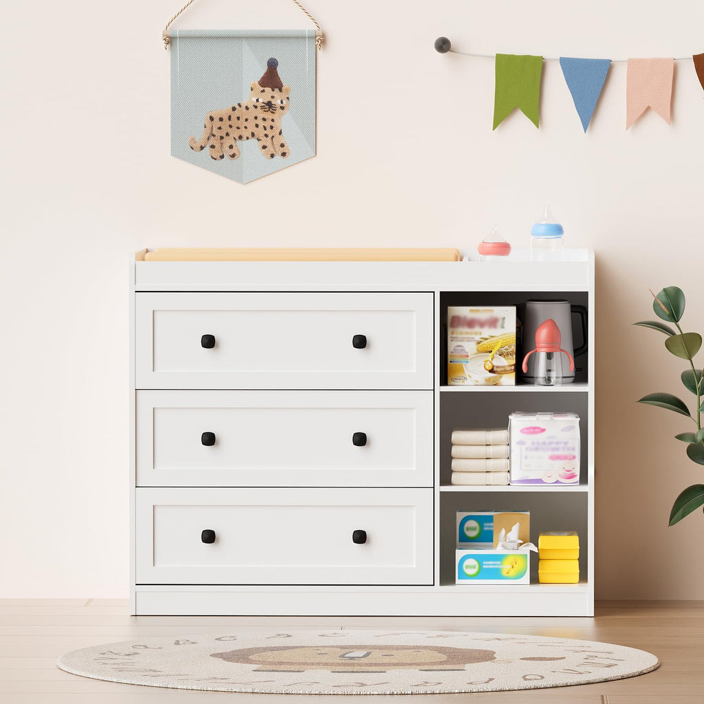 White Wood 3 Drawer Changing Table X39738