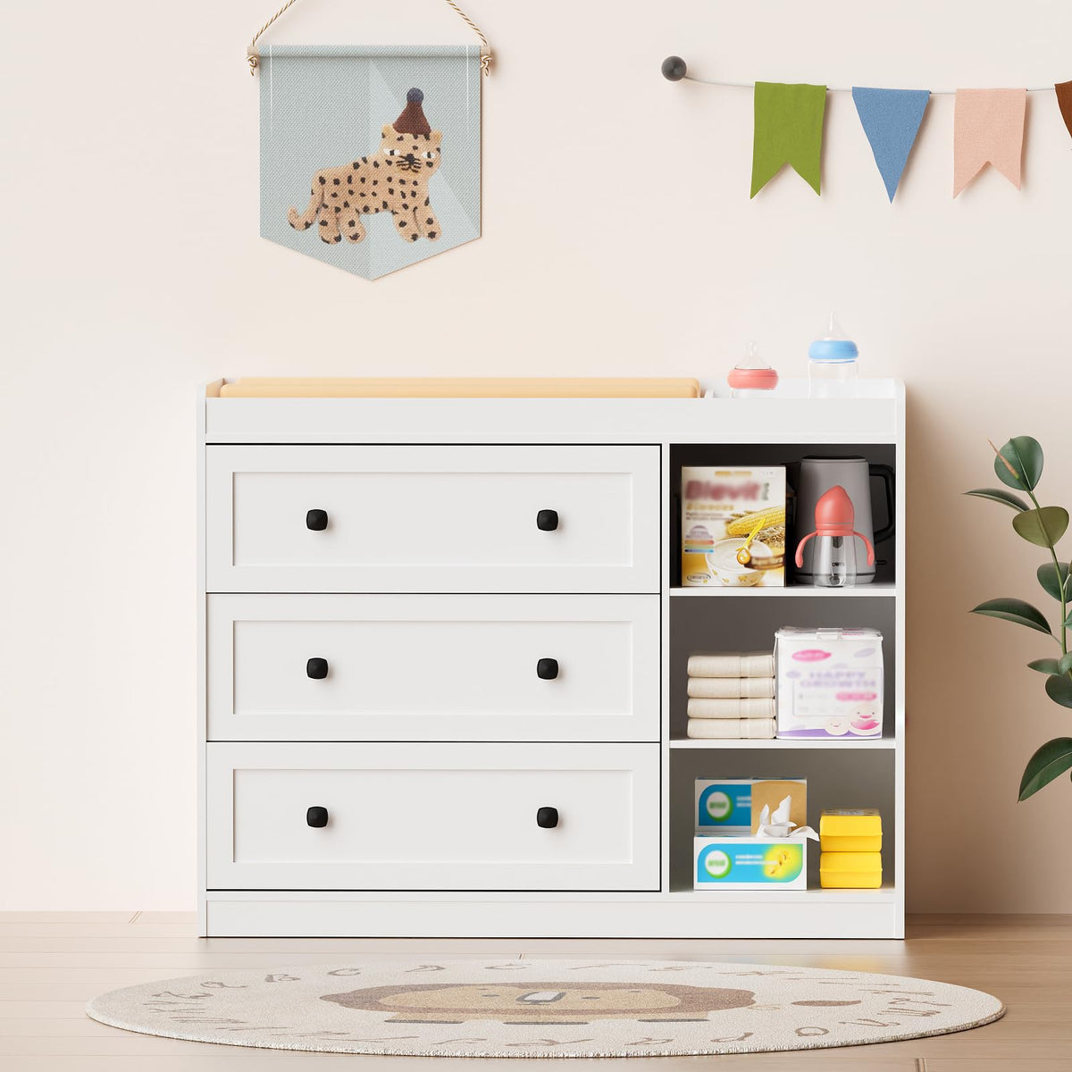 White Wood 3 Drawer Changing Table X39738