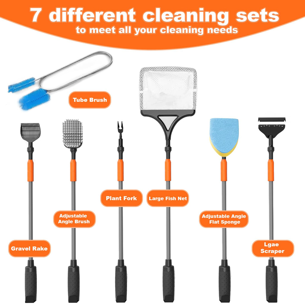 7-in-1 Aquarium Cleaning Tool with Telescopic Handle A302