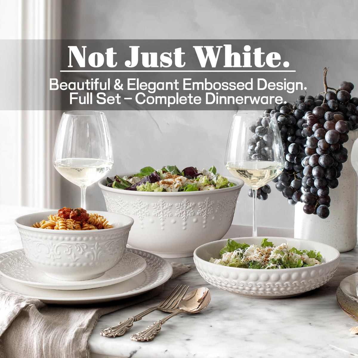 White 32oz Ceramic Pasta Bowls Set of 4 M892440