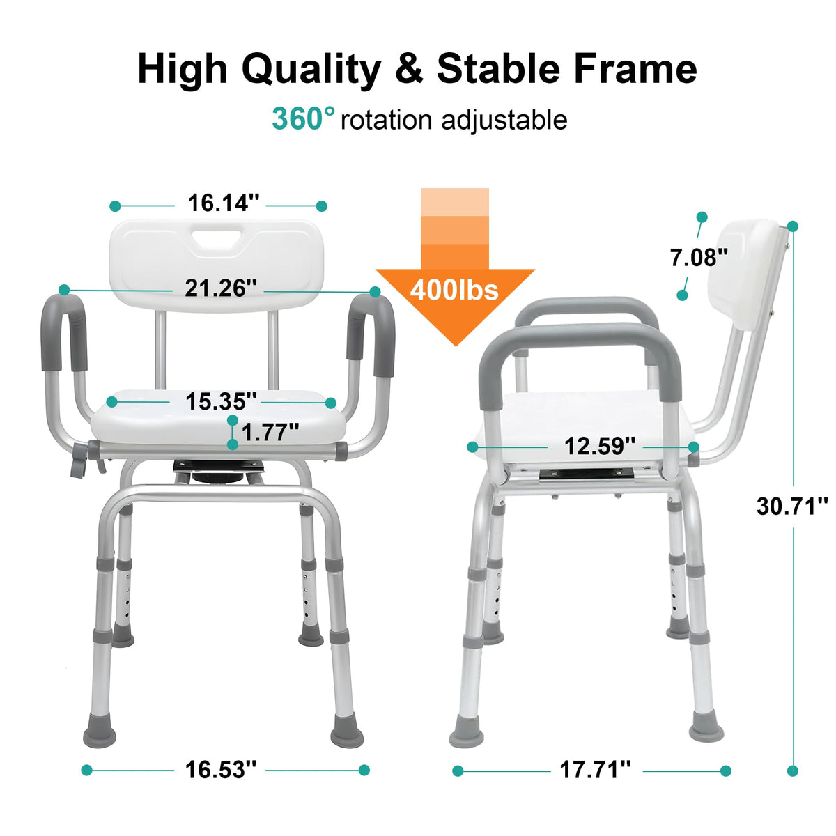 Swivel Shower Chair with Arms & Backrest A72406
