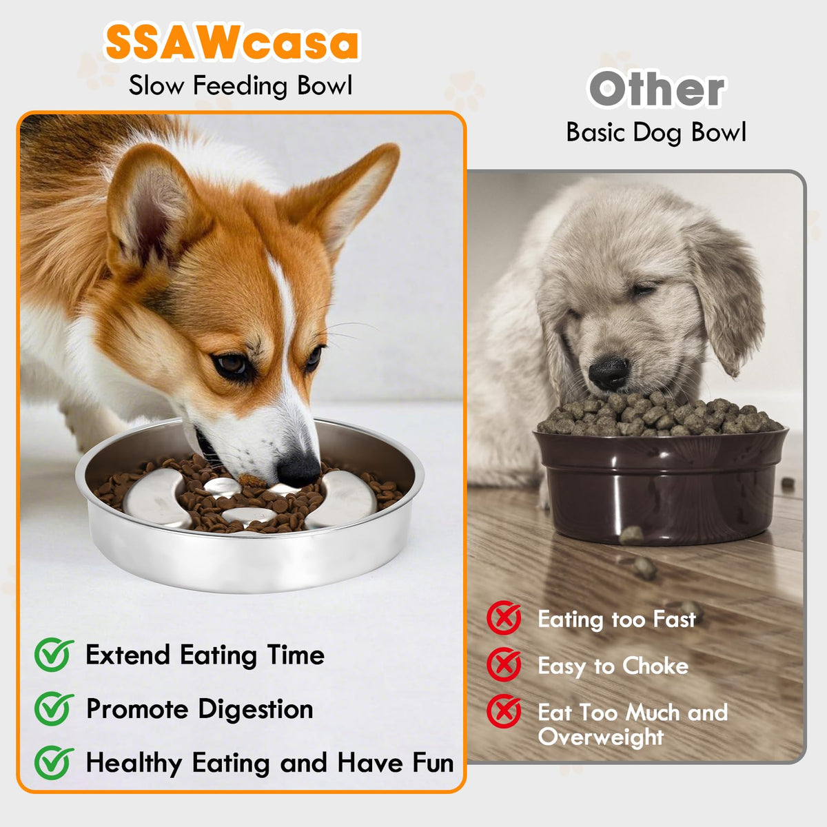 Stainless Steel 2 Pack Slow Feed Dog Bowl L939707