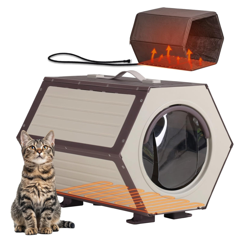 Heated Outdoor Cat House with Liner E4865