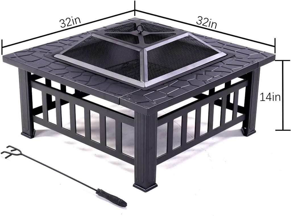 32'' Black Wood Burning Outdoor Fire Pit S588216