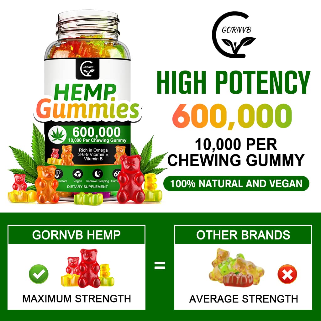 High Potency Hemp Gummies 600,000 Extra Strength Vegan Gluten-Free I211245