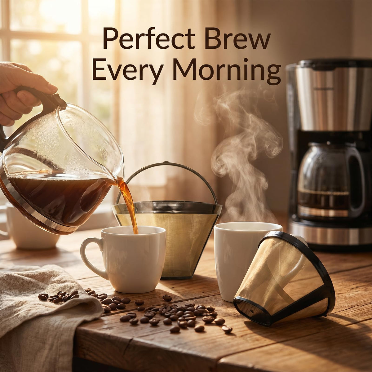 2 Pcs #4 Cone Reusable Stainless Steel Mesh Coffee Filters C404