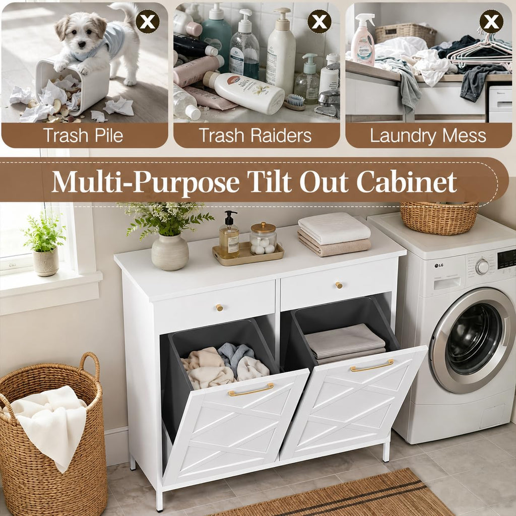 10 Gallon Metal Double Tilt Out Trash Can Cabinet N280