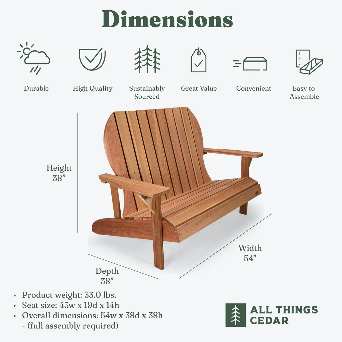 Adirondack Loveseat with Curved Armrests H608282
