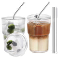 16 OZ Clear Plastic Iced Coffee Cups with Lids and Straws 2 Pcs V735