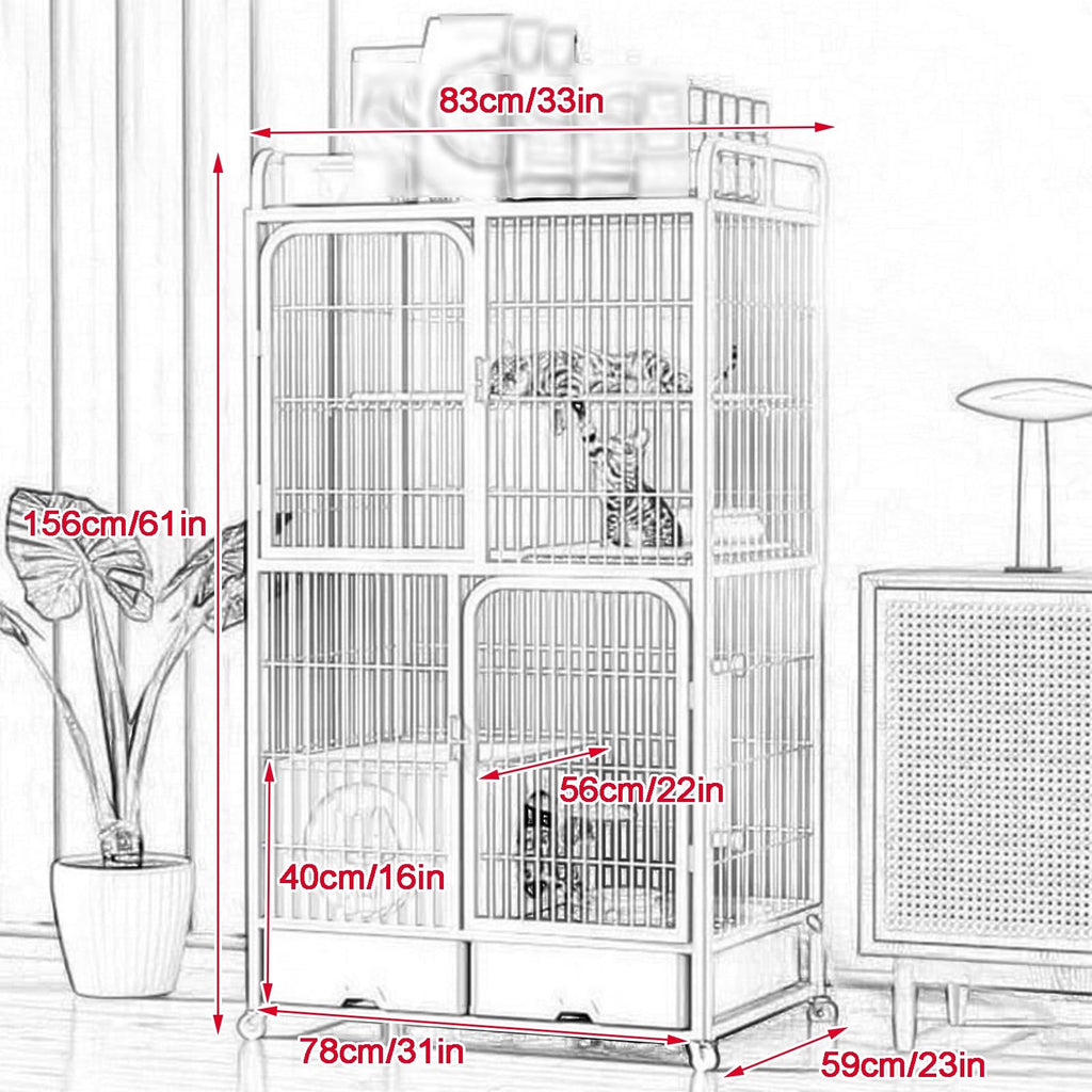 White 4 Tier Cat Cage with Litter Box S72366