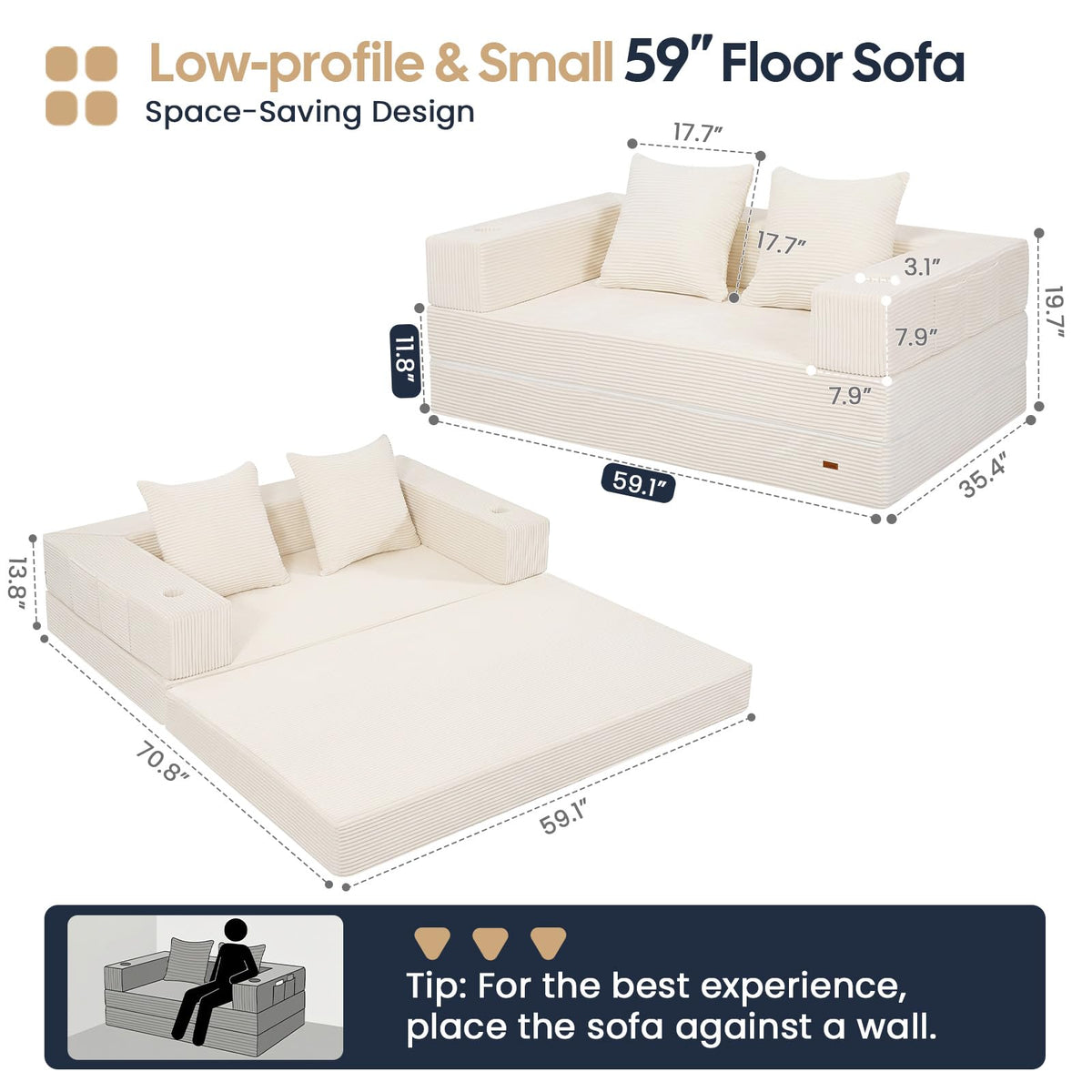 Beige Futon Sofa Bed J4249